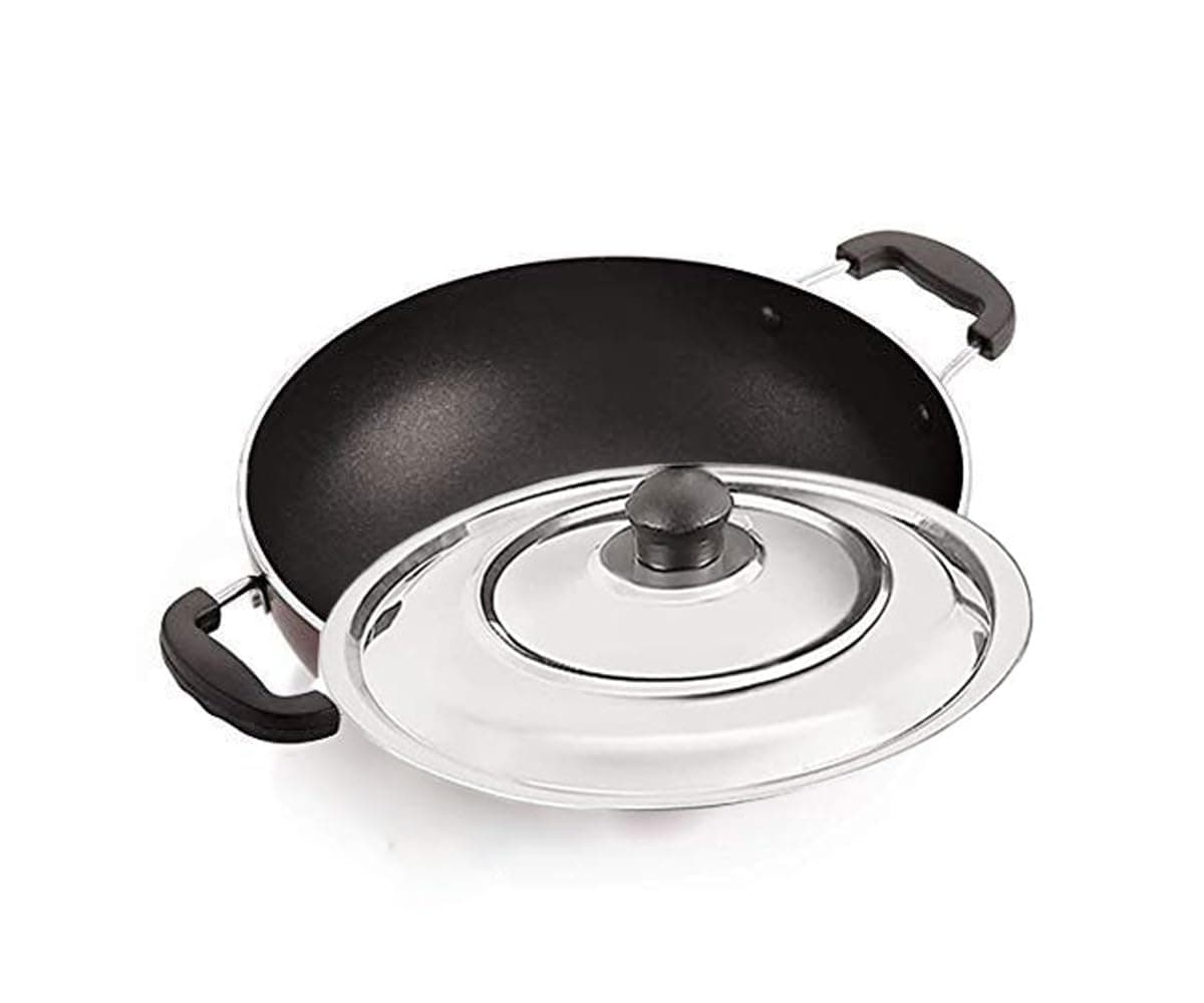 Satre Online And Marketing, 1 Aluminium Kadai,Kadhai/Frying Pan/Cookware pan,Set of 1,Thickness 4 mm,silver
