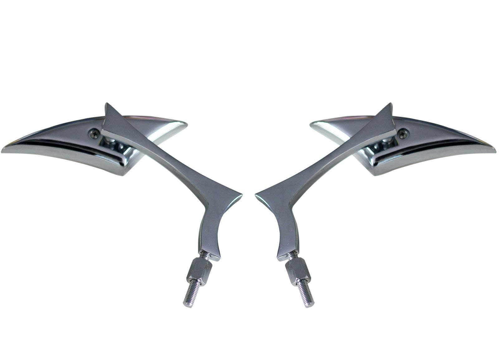 MotorToGo Chrome Sickle Mirror Set with Radical Elbow Stem Motorcycle Mirrors Compatible for 1993 Suzuki Intruder 800