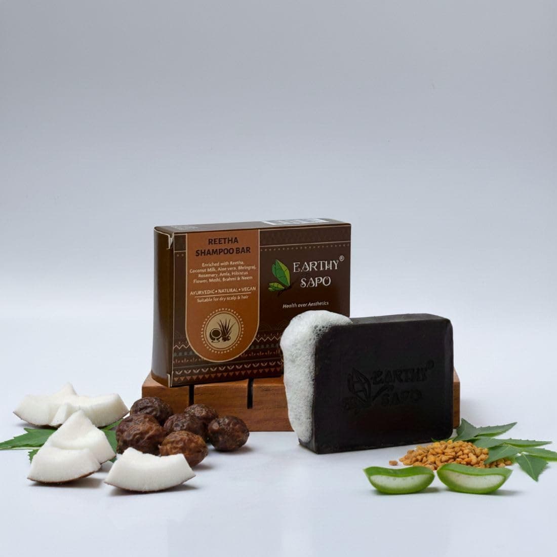 EARTHY SAPO Reetha Shampoo Soap Bar -100 GR (3.52oz)