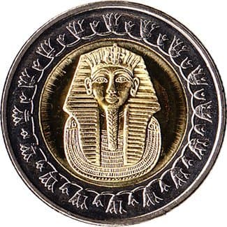 2010 Egypt 1 Pound Bi-Metallic Coin Pharaoh Tutankhamun UNC