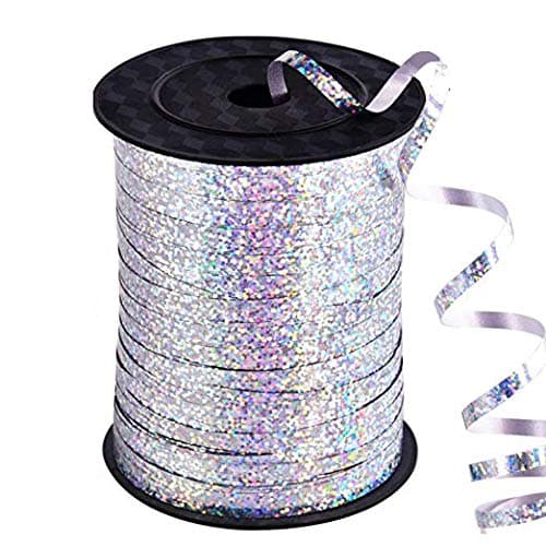 BEISHIDA 500 Yards Crimped Curling Shiny Metallic Balloon String Roll Gift Wrapping Ribbon for Party Festival (Silver)