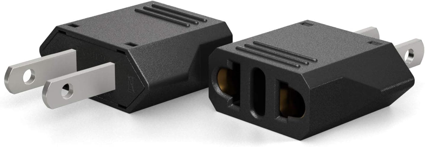 Unidapt US Canada Mexico Travel Plug Adapter, European to US Plug Adapter, Universal Outlet Adapters, 2-Pack EU to US Adaptor, Europe to USA, Type A Pin Converter, Black