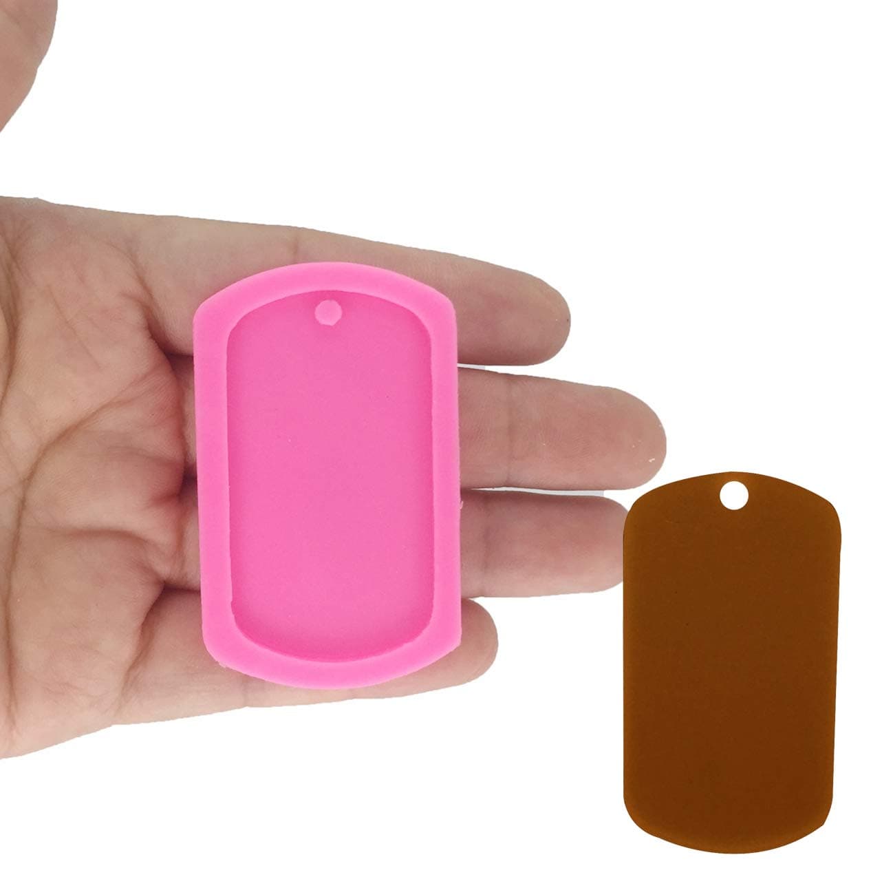 1 Pieces Dog Tag Name Shape Pendant Keychains Silicone Mold for DIY Chocolate Crystal Fondant Handmade Ice Cream Jelly Shots Gum Paste Desserts Soap Mould Candy Pudding Cupcake Cake Topper Decoration