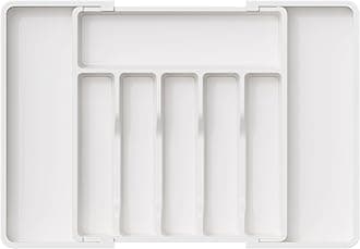 Lifewit Silverware Drawer Organizer, Expandable Utensil Tray for Kitchen, BPA Free Flatware and Cutlery Holder, Adjustable Plastic Storage for Spoons Forks Knives, 13-22 x 15", White