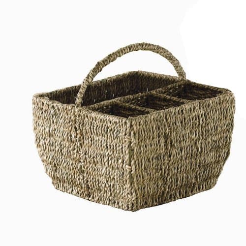tag Seagrass Basket, 4-Part Caddy with 8-Inch Handle