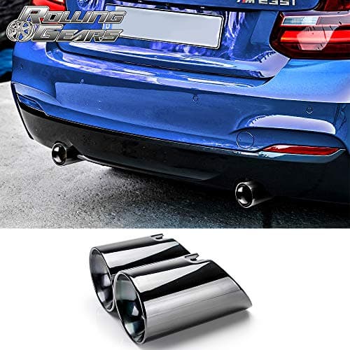 Rolling Gears 3.5" Dual Exhaust Tips Compatible with 2er (F22/ F23) M235i and M240i (Glossy Black)