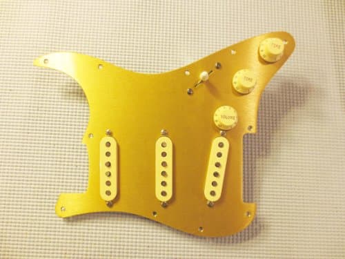 Twilight Lindy Fralin Vintage Hot Stratocaster Strat Gold Anodized (Metal) Regular 11 Hole with Bassplate and Blender Pot Or Any Color Any Hole Pattern!