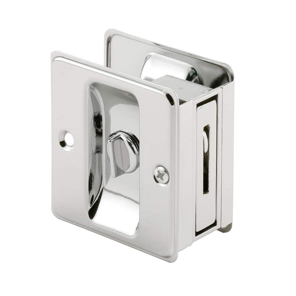 Prime-Line N 6773 Pocket Door Privacy Lock with Pull - Replace Old or Damaged Pocket Door Locks Quickly and Easily – Chrome (Single Pack)