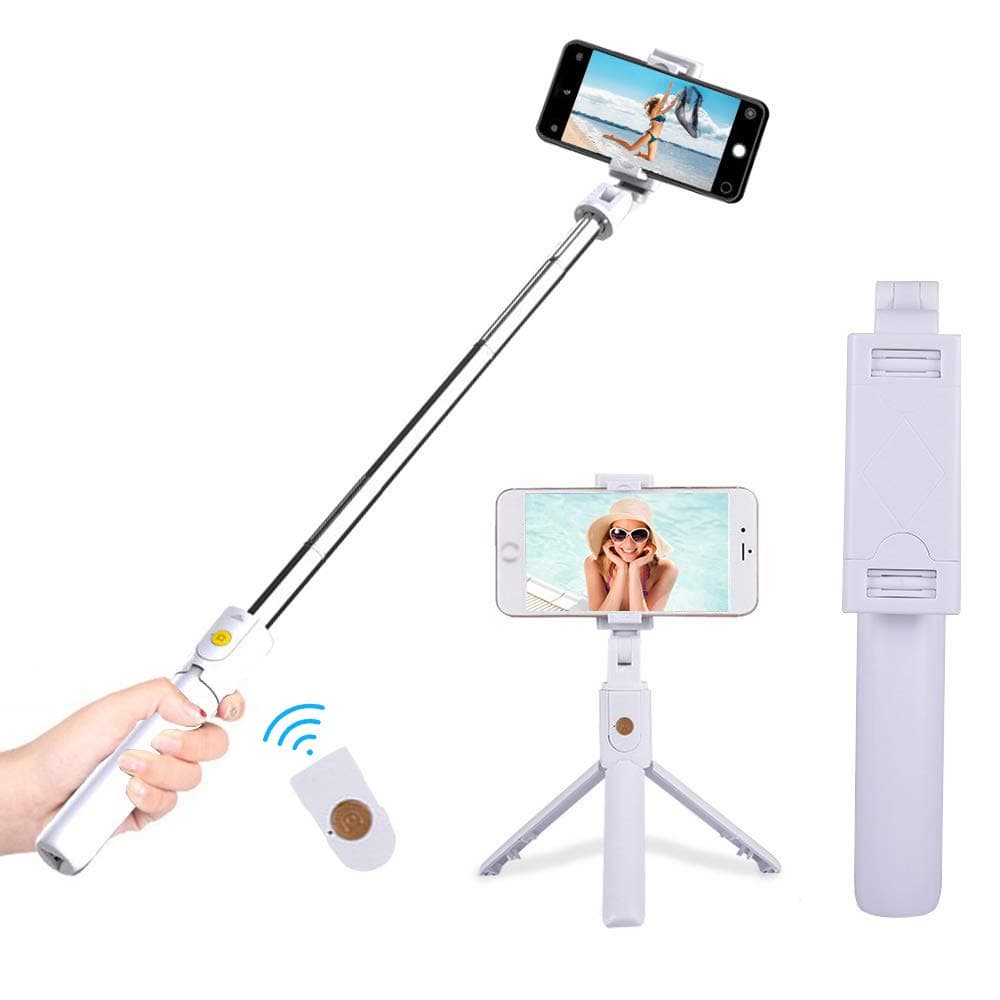 FAPPEN Selfie Stick,Extendable Bluetooth Phone Tripod Selfie Stick with Wireless Remote Compatible with iPhone X/8/8P/7/7P/6s/6, Sumsung Galaxy S9/S8/S7/Note 9/8, Huawei and More (White)