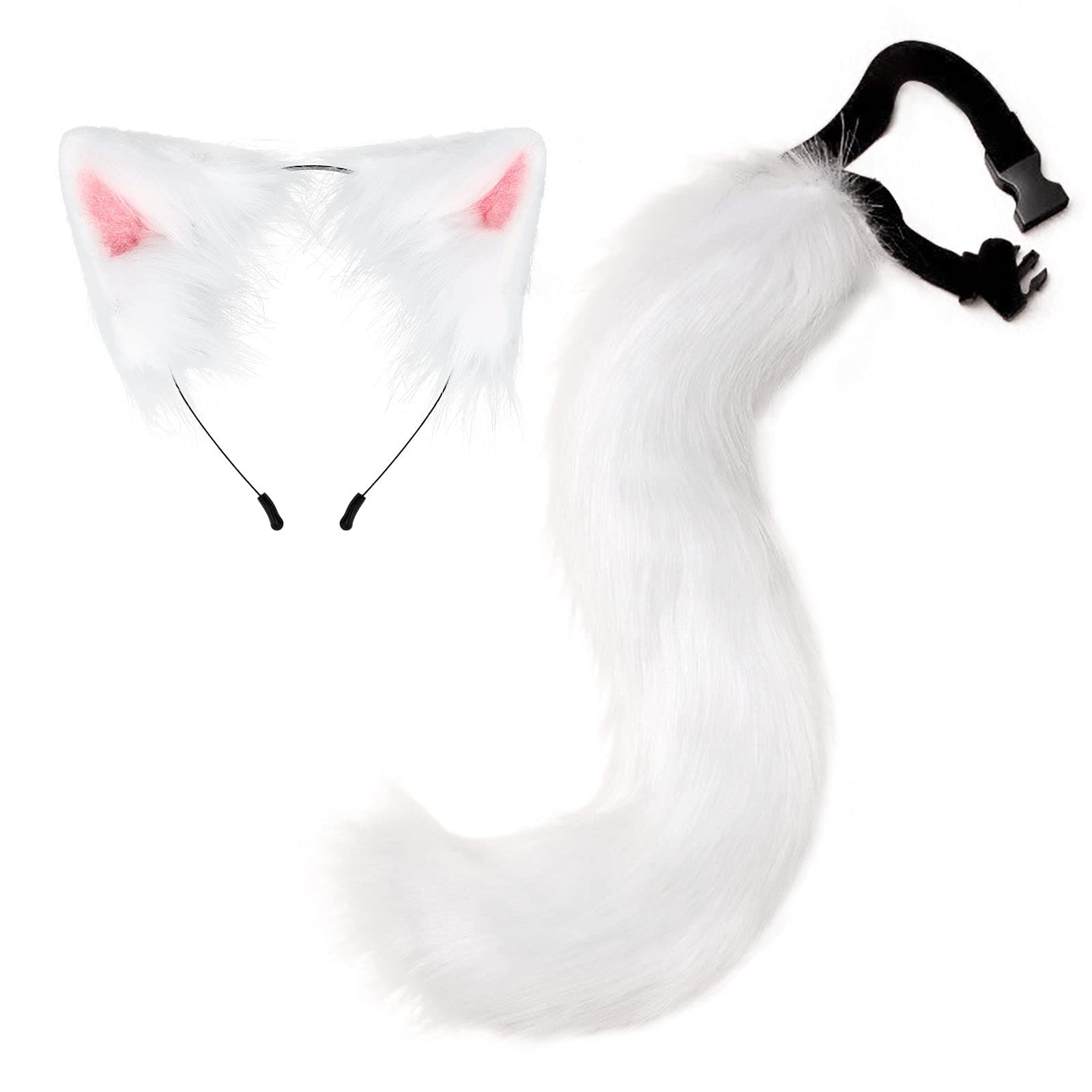 Halloween Cosplay Costumes Faux Fur Fox Ears and Tail Set Halloween Christmas Fancy Party Furry Cosplay Costume Accessories Funny Gifts