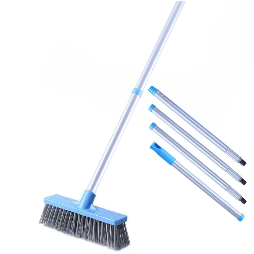 Floor Scrub Brush with Long Handle - 48" Stiff Bristle Shower Deck Brush, Long Handled Grout Scrubbing Brushes for Cleaning Tile, Shower, Tub, Bathtub and Patio