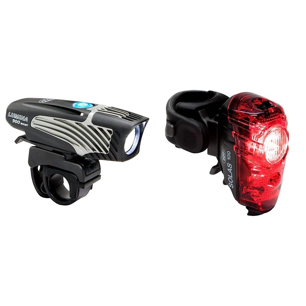 NiteRider Lumina 900 Boost USB Rechargeable MTB Road Commuter LED Bike Light Powerful Lumens Water Resistant Bicycle Headlight & Solas 100 Lumens USB Rechargeable Bike Tail Light