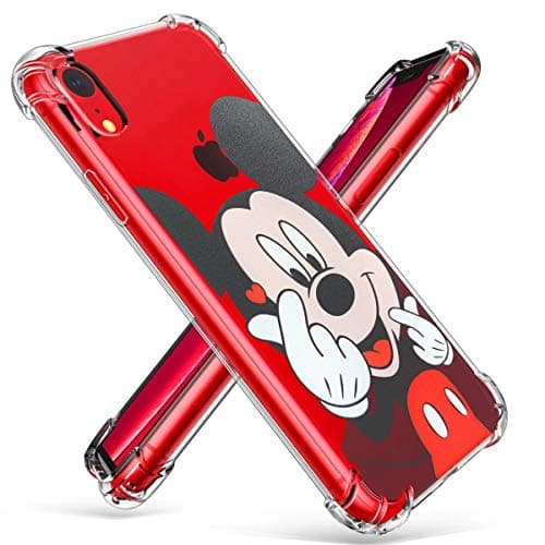 Logee TPU Mickey Cute Cartoon Clear Case for iPhone XR 6.1”,Fun Kawaii Animal Soft Protective Shockproof Cover,Ultra-Thin Chic Unique Funny Character Cases for Kids Teens Girls Boys(iPhoneXR)