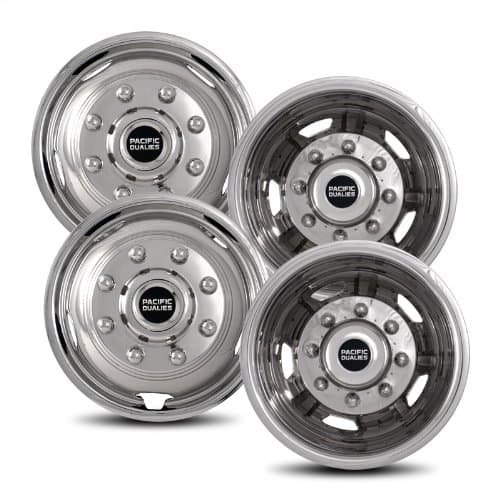 Pacific Dualies30-1708 17" Polished Stainless Steel Wheel Simulator Kit with 8 Lug and 5 Vent Hole for Chevy 2011-2021 GMC 3500 Truck