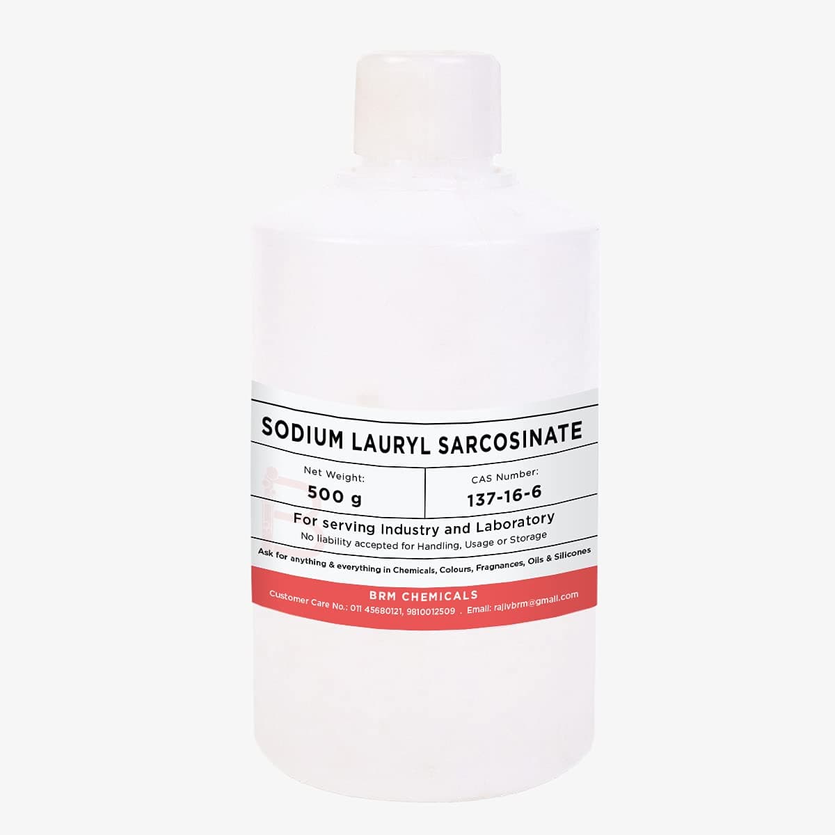 BRM Chemicals Sodium Lauryl Sarcosinate - 500 G For Soap Making, Shampoo, Cosmetics, Moisturizer, Lotion Making, Domestic Use & Diy Personal Care For Face, Hair, Skin & Body (Pack Of 1)
