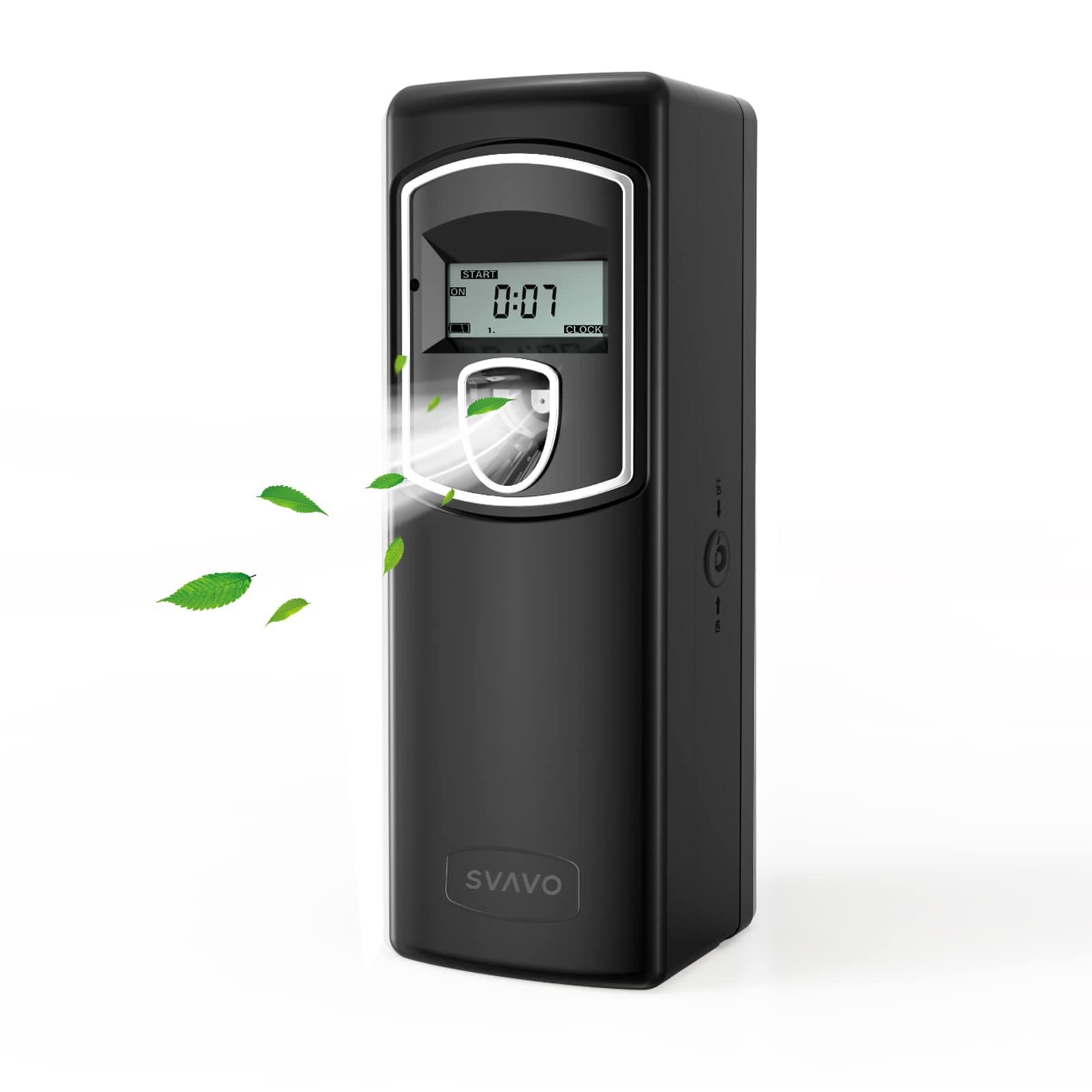 SVAVO Automatic LCD Fragrance Dispenser - Wall Mount/Free Standing ABS Auto Air Freshener Dispenser Programmable Aerosol Spray Perfume Dispenser (Black, LCD)