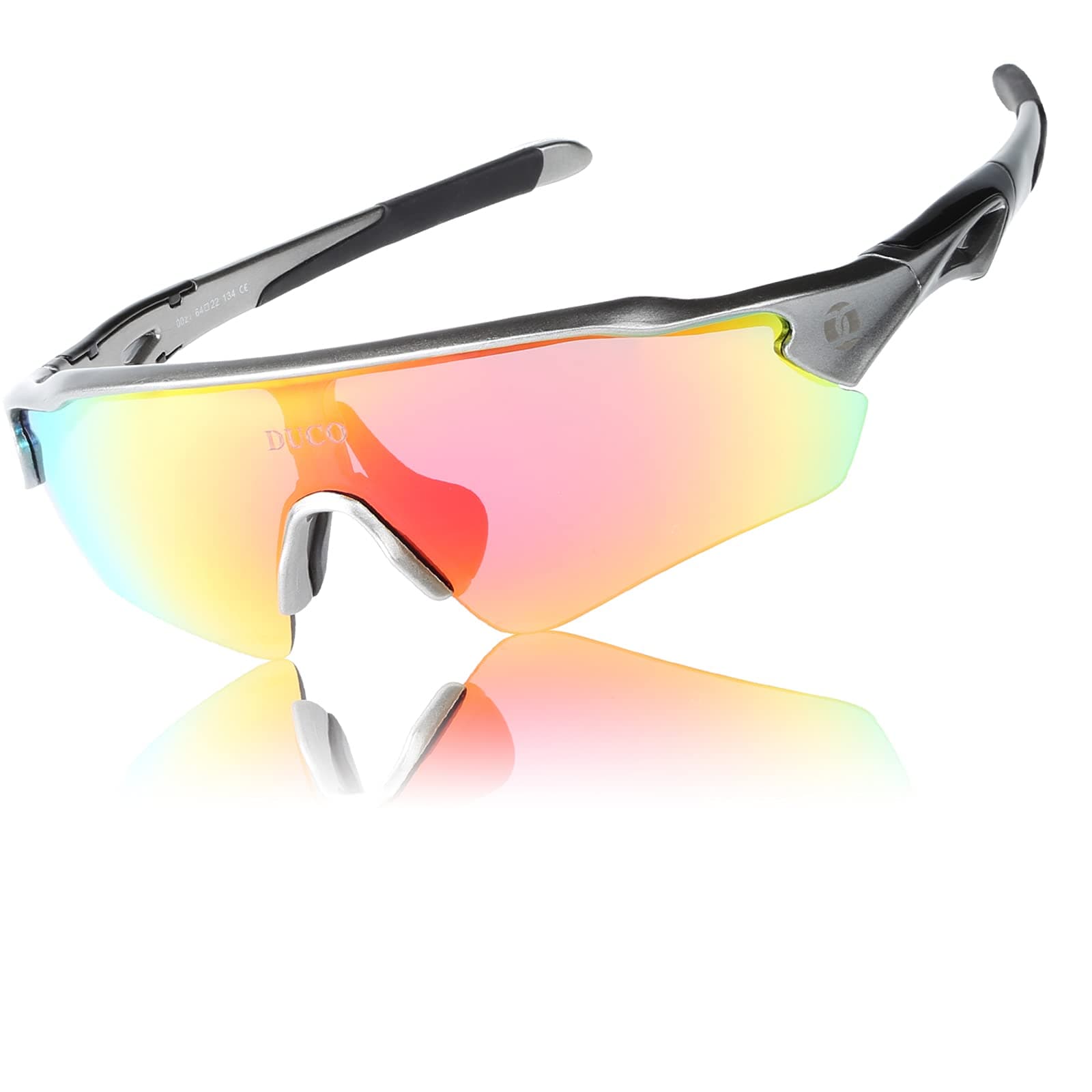 DUCO Polarized Sports Cycling Sunglasses for Men with 5 Interchangeable Lenses for Running Golf Fishing Hiking Baseball
