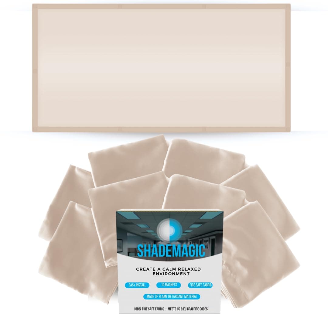 ShadeMAGIC Fluorescent Light Filter Covers - Mocha - Diffuser Pack; Eliminate Harsh Glare That Causes Eyestrain and Head Strain The The Classroom or at Office. (2)