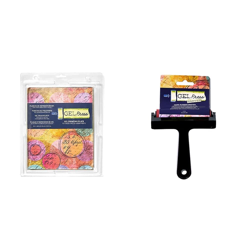 Gel Press Monoprinting Plate 8x10 inch / 20.3x25.4 cm - 10802 & 4 inch / 10.2 cm Brayer - 10820
