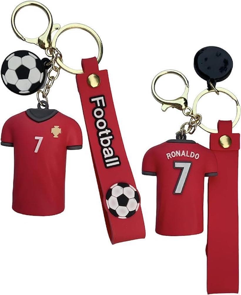 Cristiano Ronaldo Number 7 Football Keyring | Decorative Double Sided Keychain Gift Idea | Ronaldo Football Keyring