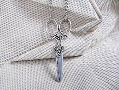 Antique Vintage Edward Scissorhands Scissors Necklace Inspire Steampunk Style Men Gift