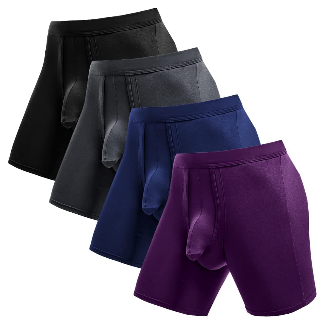 Men's Underwear Boxer Briefs Anti-Chafing Long Leg Mens Boxer Briefs Tagless Boxer Briefs Separate Pouch