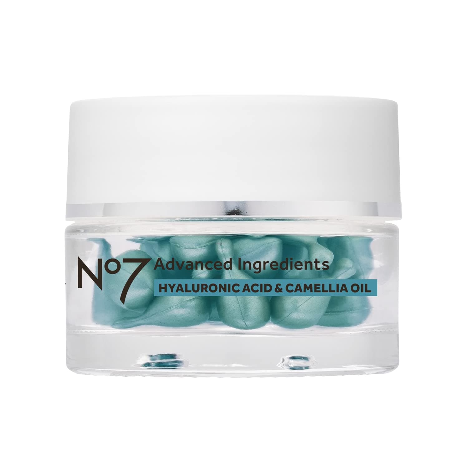 No7 Advanced Ingredients Camellia Oil & Hyaluronic Acid Capsules - Anti Aging Face Serum for Fine Lines & Wrinkles, Intense Moisture and Lasting Hydration (30pk)