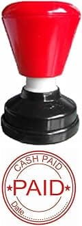 Cash Paid with Date 30mm Round red Color self Ink pre Ink Rubber Stamp