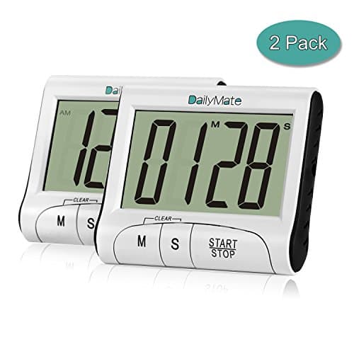 Dailymate 2pcs Countdown Timer with Clock, Large LCD Display, Premium Magnetic Backing for Homework, Kitchen, Classroom Activities, Games