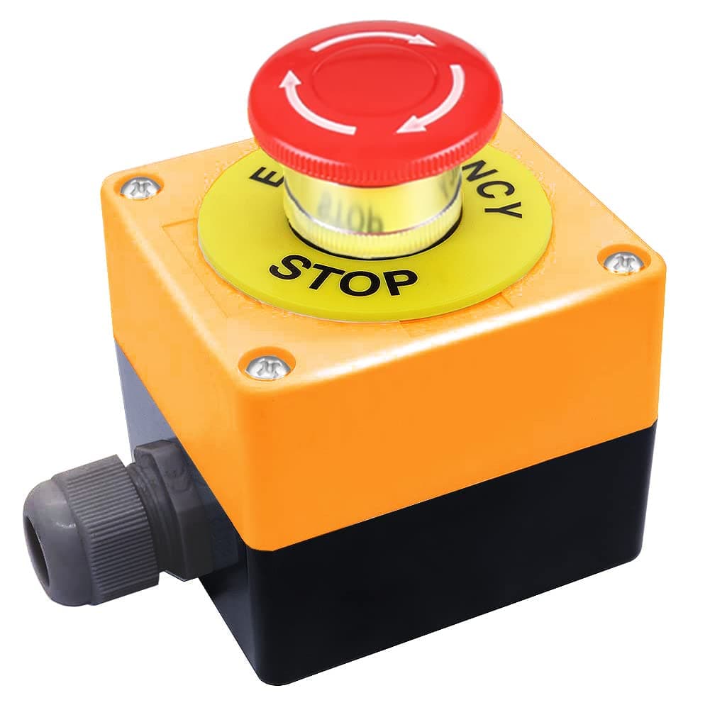 Emergency Stop Push Button Switch,1 NC Waterproof IP65 Red Sign Emergency Stop Switch with AC 660V 10A Stop Switch Box Emergency Button.