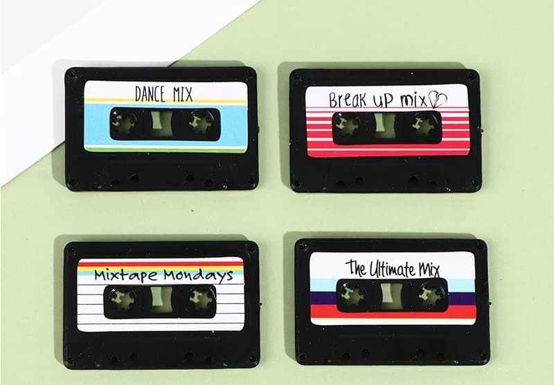 Kunya® 4pcs Mixtape Fridge Magnet Nostalgia Disk Disc Record Cassette Tape Refrigerator Magnetic Message Sticker Bulletin Board Fun Toy