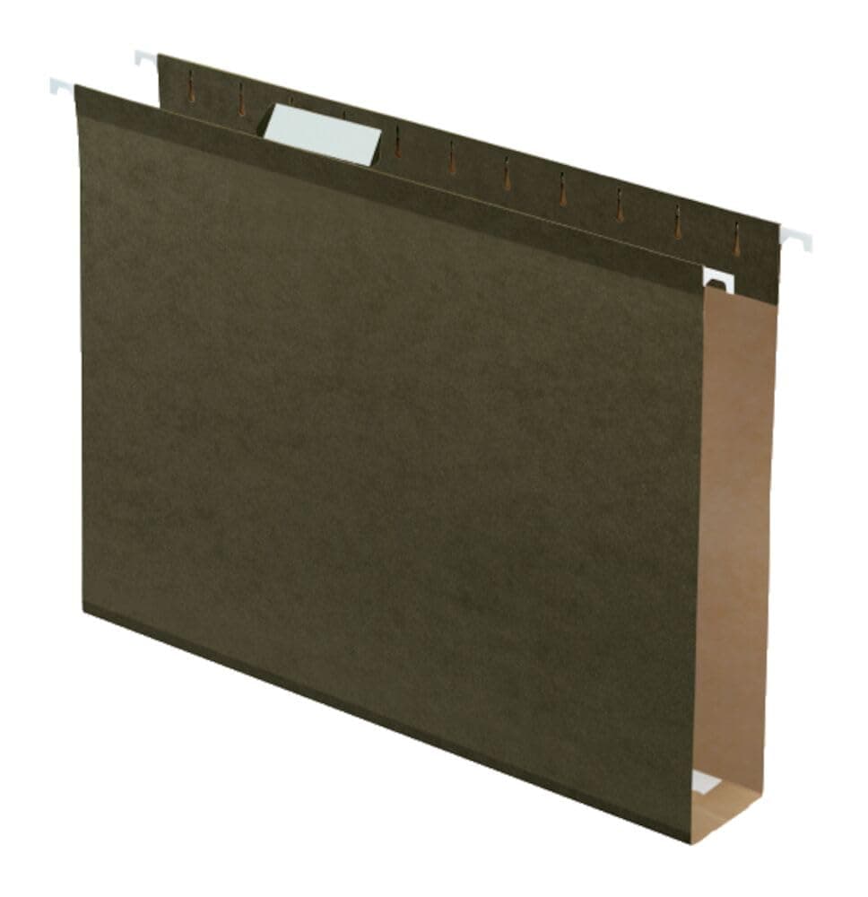 Pendaflex Extra Capacity Reinforced Hanging File Folders, 2", Letter Size, Standard Green, 1/5 Cut, 25/BX (4152x2)