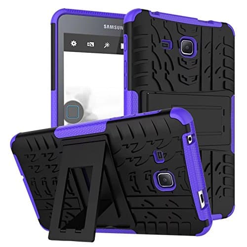 Samsung Galaxy Tab A6 7.0 2016 T280 T285 Case, BAUBEY Hybrid Rugged Armor Tough Shock Proof Hard Tire Tread Rubber Case Cover Stand for Samsung Galaxy Tab A6 7.0 SM-T280 SM-T285 (Purple)