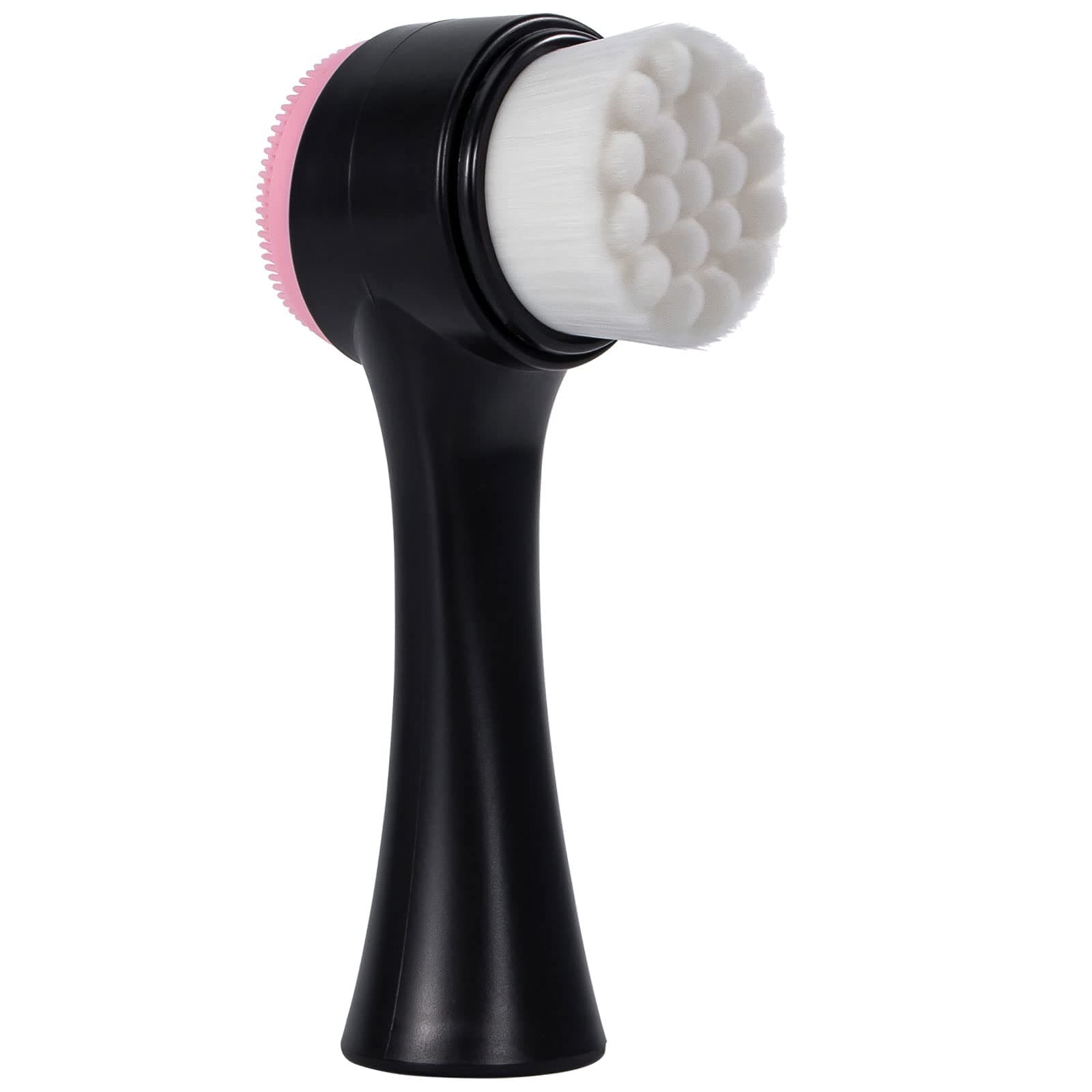 Face Brush 2 in 1, Facial Cleansing Exfoliating Brush with Ultra Fine Soft Bristles Pore Deep Cleansing Silicone Double Side Face Wash Scrub Brush for Massaging, Skincare Makeup Removal