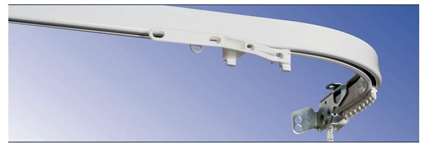 Curtain Pole – Rail – Curved Rope Pull Made of White Aluminium l.300 Ceiling Mount