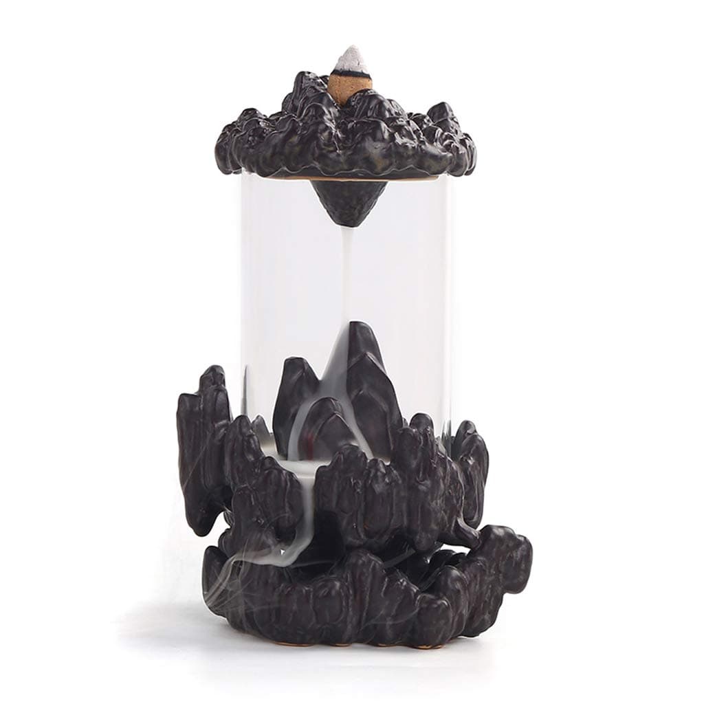 Buddha Backflow Incense Burner Glass Cover Indoor Windproof Personality (Size : 18cm)