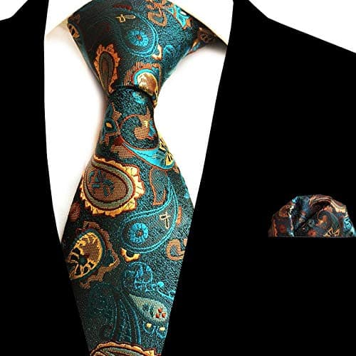 LUHELDM Men's Tie Set Purple Yellow Striped Silk Neck Ties Handkerchief Set 8cm Necktie Pocket Square For Men Wedding 01