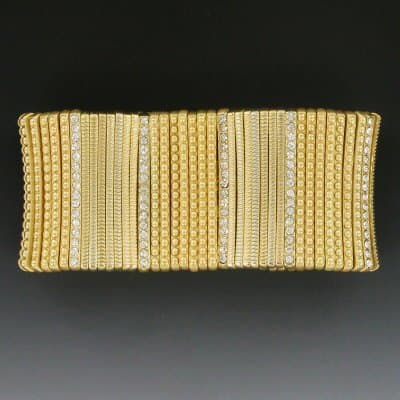 Stretch Gold Cuff with Channel Set Cz's