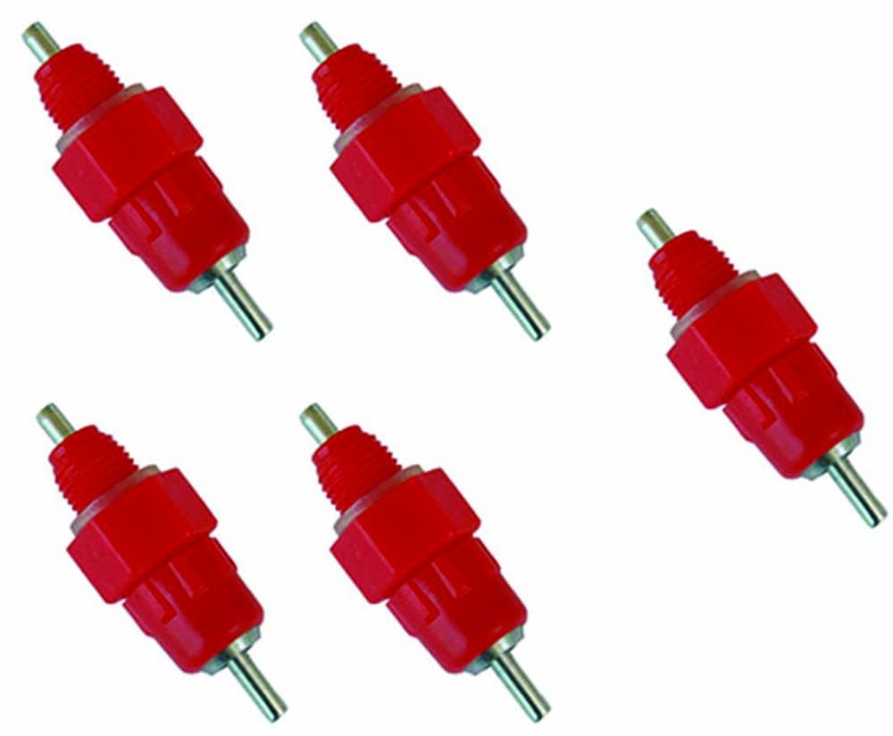 Chicken Waterer Feeder / Poultry Waterer Feeders for Chicken Watering Systems - Threaded Chicken Feeders - Create a Automatic Chicken Waterer System - 5 Chicken Waterers / Poultry Drinkers - Chicken Nipples - Chicken Drinkers By Meck Products (TM)