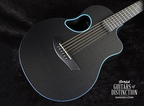 Kevin Michael Carbon Fiber Touring Acoustic-Electric Guitar Gloss Top with Blue Binding (SN:CT480BL)