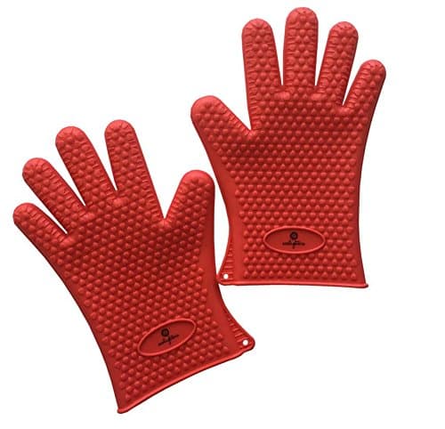 Ecolighters® Original Heat Resistant Silicone Gloves 1 Pair (2 Gloves) - Red - Kitchen, BBQ, Grill, Oven or Stoves- Perfect for Cooking, Better Then Oven Mitts, Dishwasher Safe - Red