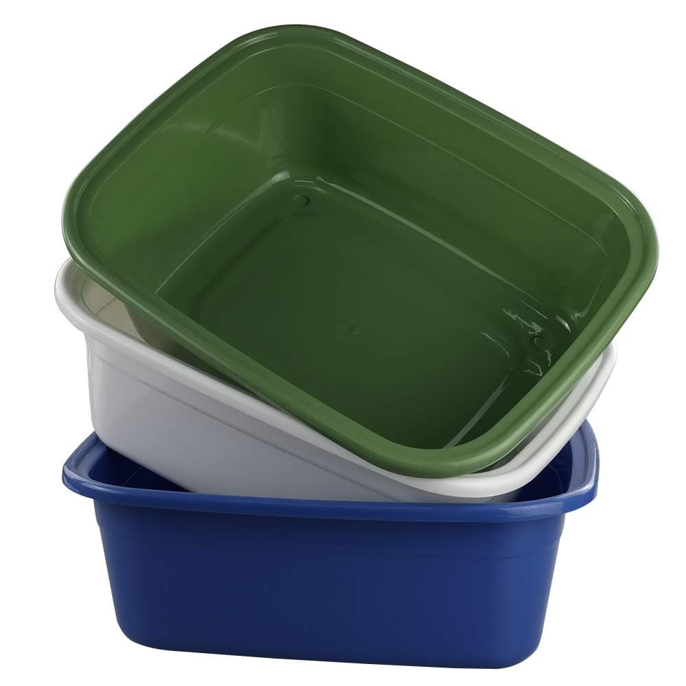 Annkky 3-Pack Rectangular Wash Bowls Basin, Plastic Laundry Basin, Washing up Bowl Large