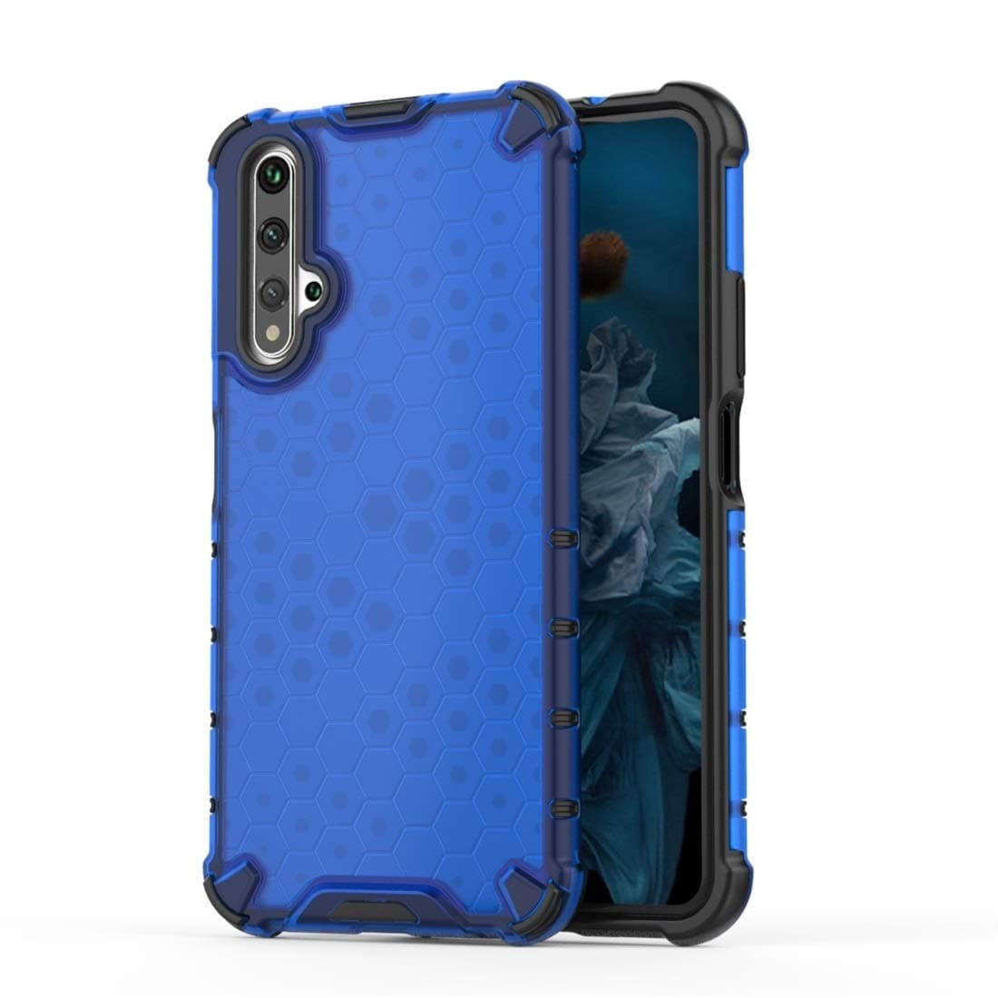 GUOSHU Mobile Phone Case Bag for Huawei Nova 5T Shockproof Honeycomb PC + TPU Case(Red) Back Cover Case (Color : Blue)