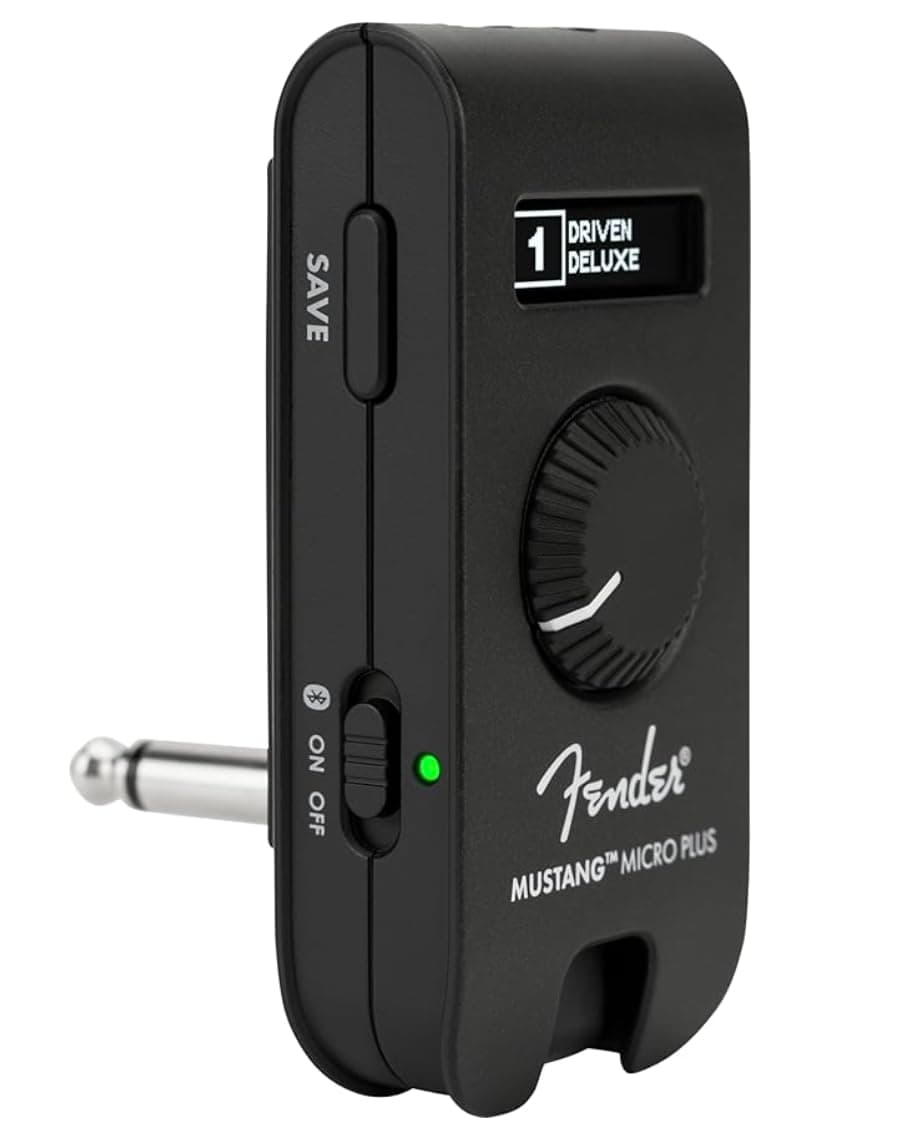 Fender Mustang Micro Plus Guitar Amp, Ultimate Personal Headphone Amplifier with 25 Amp Models, 25 Effects, Bluetooth, and 100 Presets, USB Rechargeable