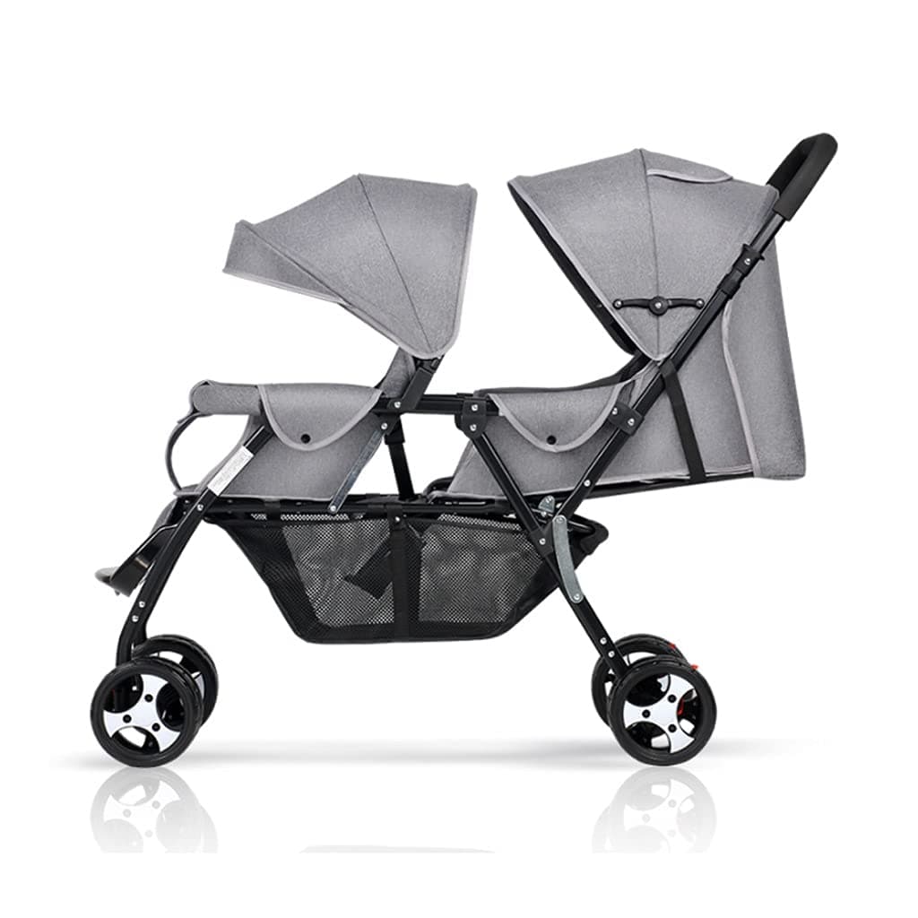 Stroller Pushchair Stroller توأم عربة طفل، تراجع رئيسي واحد، والجلوس وتضع عربات الأطفال الثانية عالية وانخفاض مقعد تصميم الطفل Infant Carriage Baby Stroller (Color : [Comfort Version] Gray)