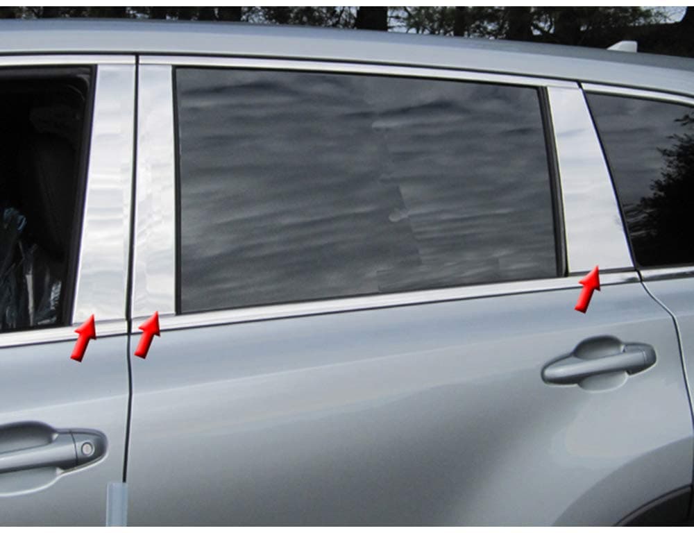 QAA is Compatible with 2014-2019 Toyota Highlander 6 Piece Stainless Pillar Post Trim PP14111