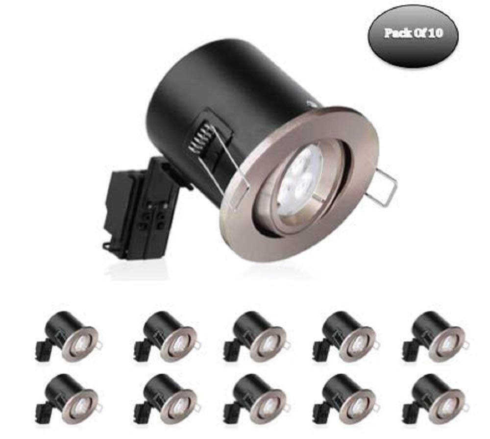 Enlite (Aurora) GU10 Fire Rated Adjustable Downlight - Satin Nickel (Pack of 10)