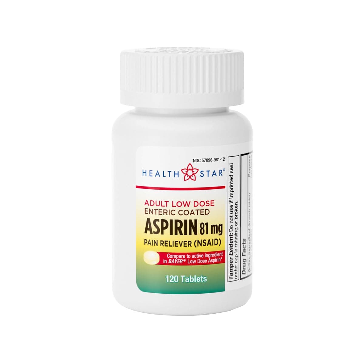 GeriCare Aspirin 81mg Adult Low Dose, Pain Reliever - Enteric Coated Tablets for Enhanced Absorption and Gentle Digestion – Supports Blood Flow, Reduces Inflammation, 120 Count (Pack of 1)