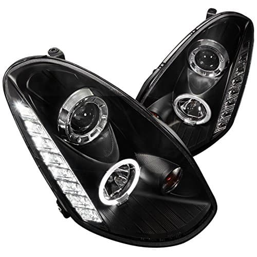 LHP-G35054JM-TM Infiniti G35 Sedan Black Halo SMD LED DRL Projector Headlights Pair