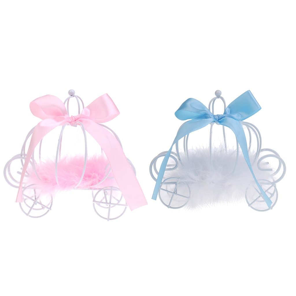 VANKOA 2/Pack Hollow Pumpkin Shaped Favor Boxes Wedding Candy Boxes Wedding Gift Boxes (Pink + Blue)